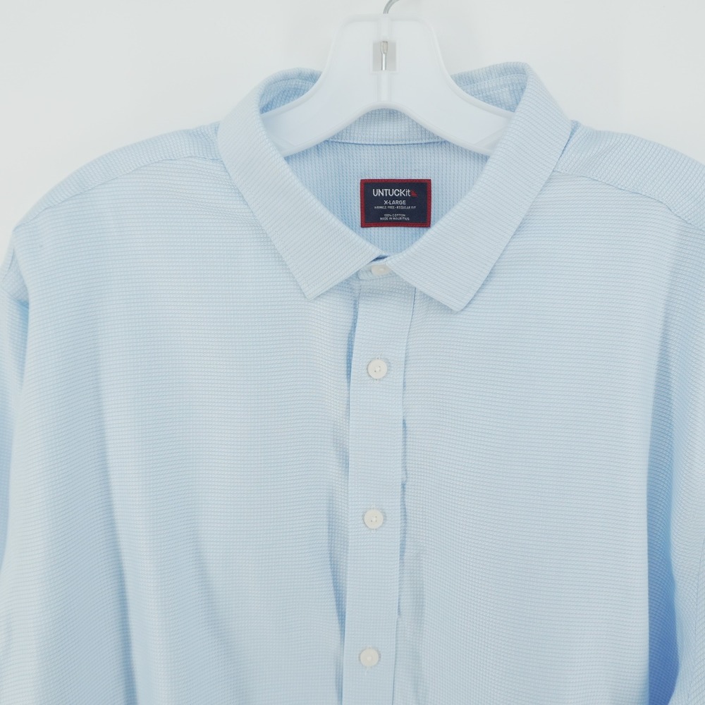 UNTUCKit Button Down Shirt Mens XL Blue Wrinkle Free Regular Fit Long Sleeve